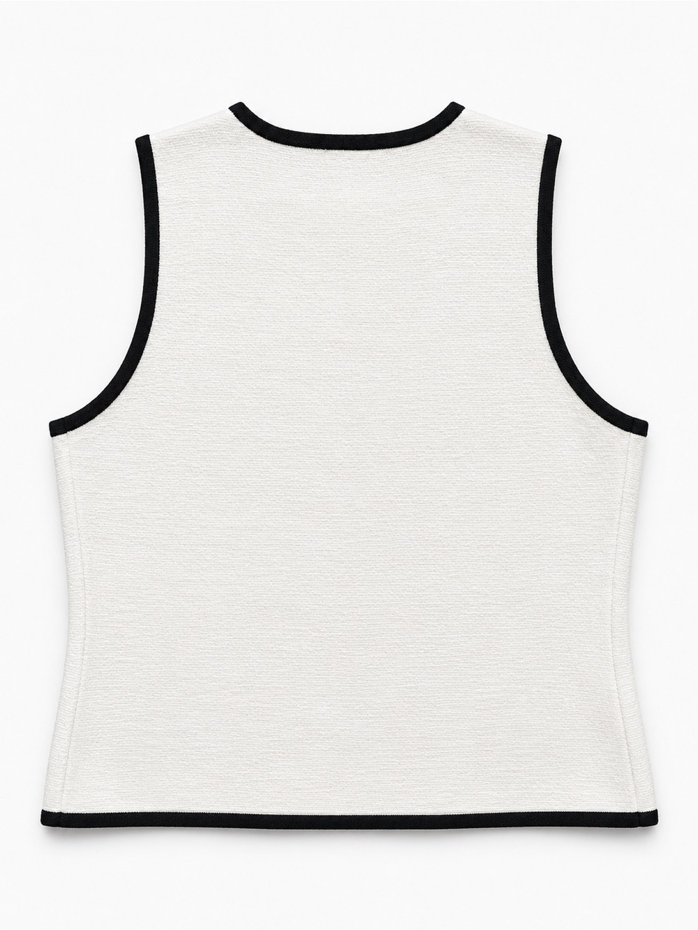 Abercrombie & Fitch Cream Sleeveless Button-Front Vest with Black Trim - Picture 2 of 8